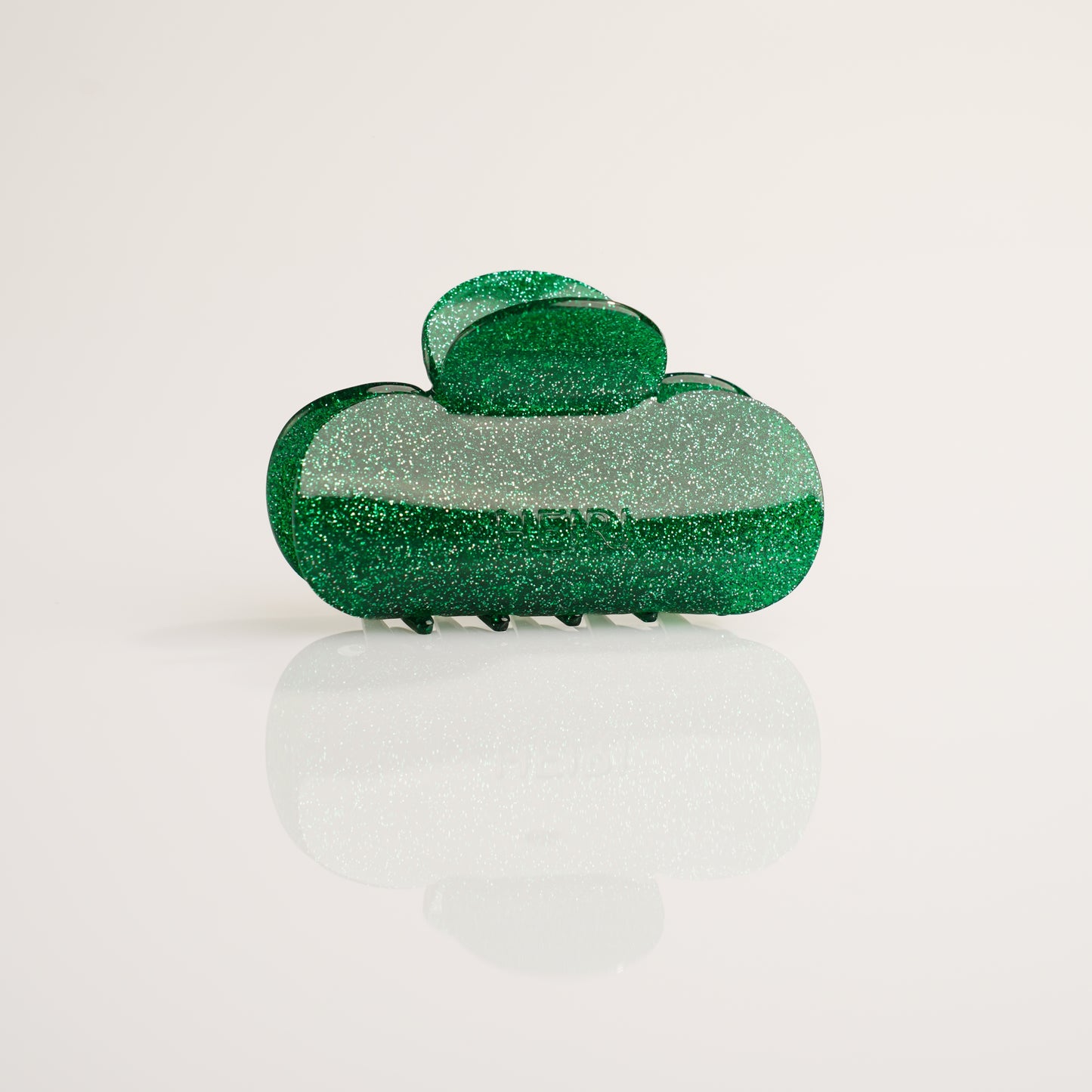 Trifoil Flower Green Glitter Hair Clip