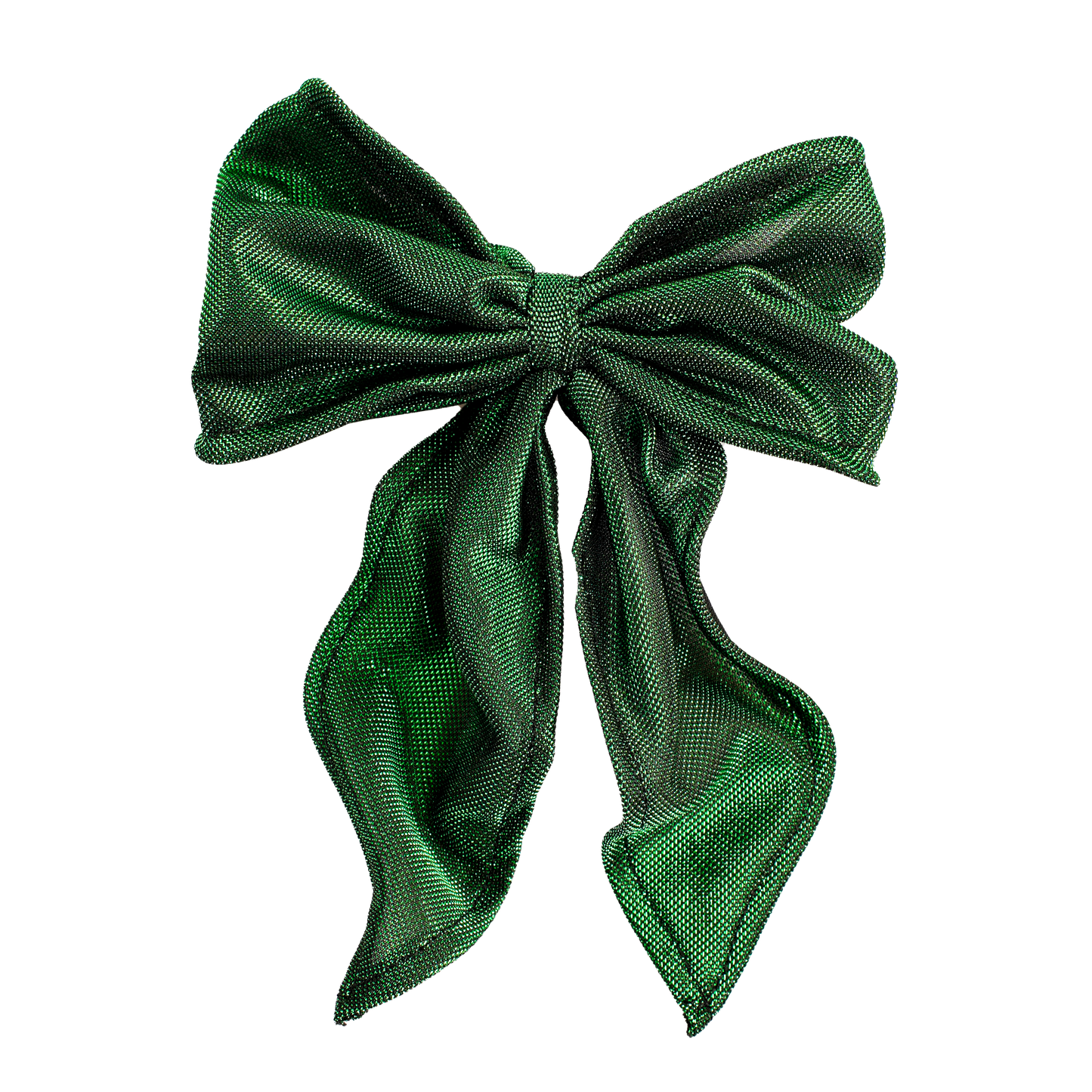 Shiny Green Wire-Constructed Ribbon Hair Clip