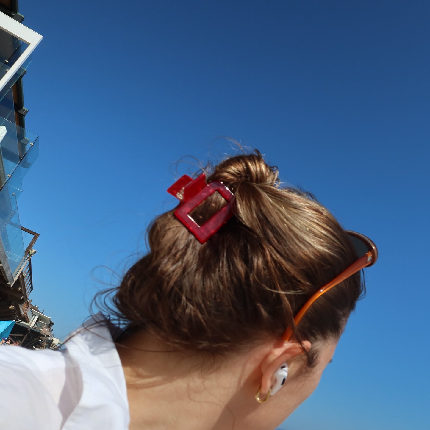 Red Square Hair Claw