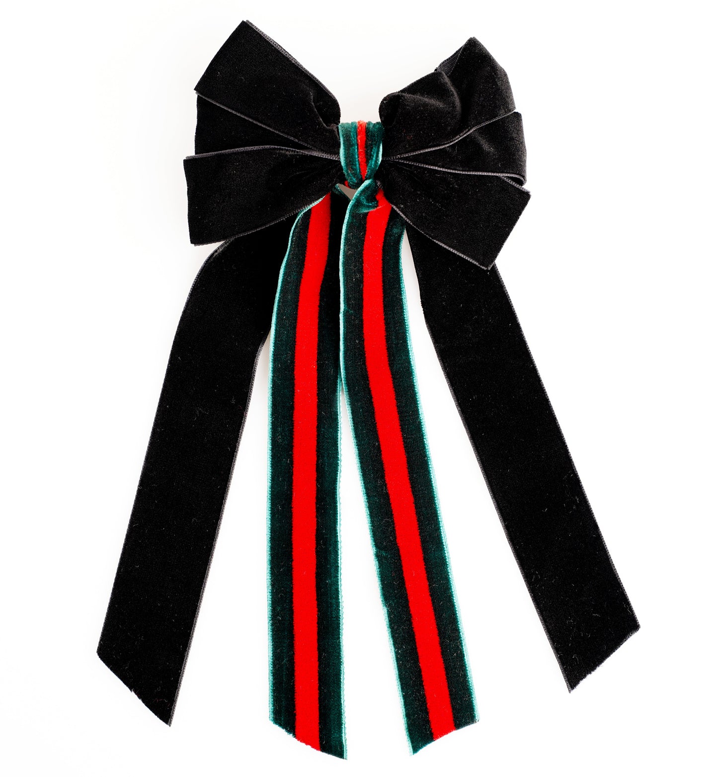 Black, Green, and Red Christmas-themed Velvet Ribbon Hair Clip