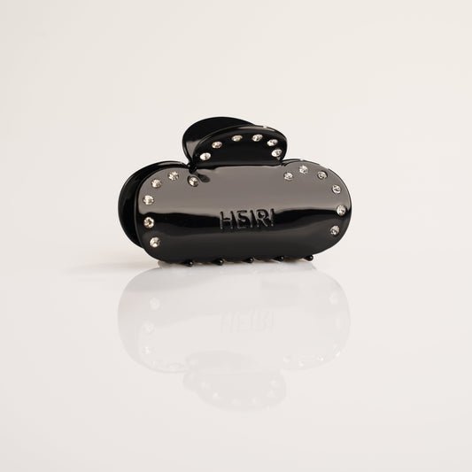Trifoil Black with Rhinestones Hair Clip