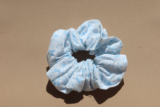 Blue floral scrunchie