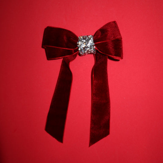 Cranberry Ribbon Hair Clip