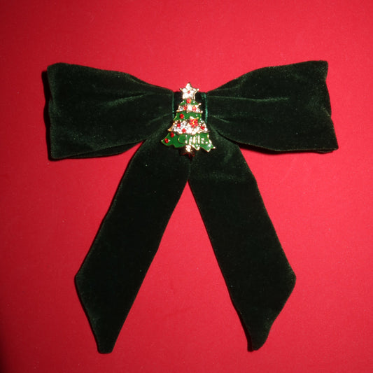 Green Velvet Bow Hair Clip